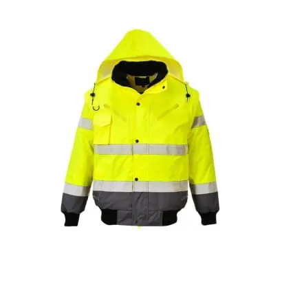 Hi Viz 3 in 1 Fur Lined Bomber Jacket- bodywarmer Class 3 Portwest C465