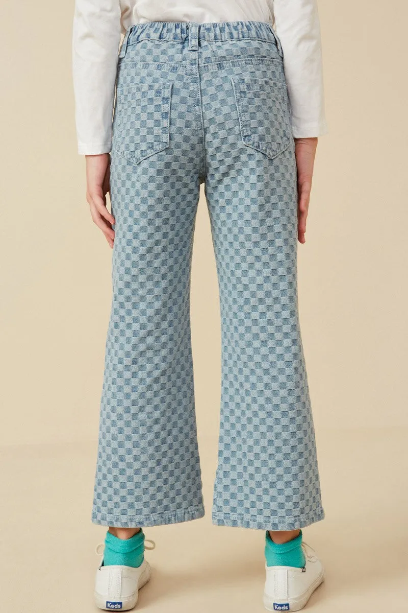 High Rise Boot Cut Checkered Jeans