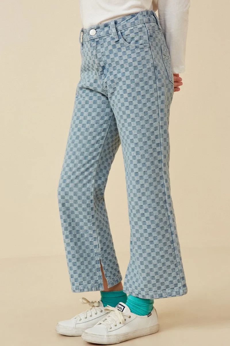 High Rise Boot Cut Checkered Jeans