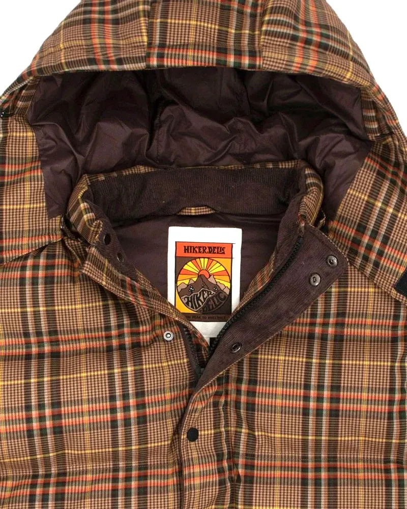 HIKERDELIC Calland Plaid Puffer Jacket Brown Plaid