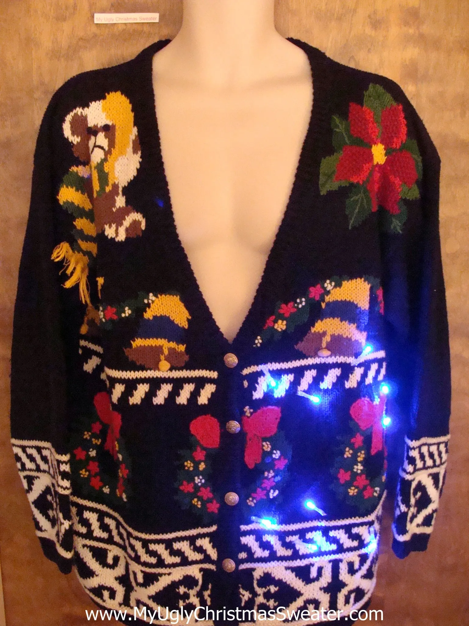 Horrible Colorful Christmas Sweater with Lights