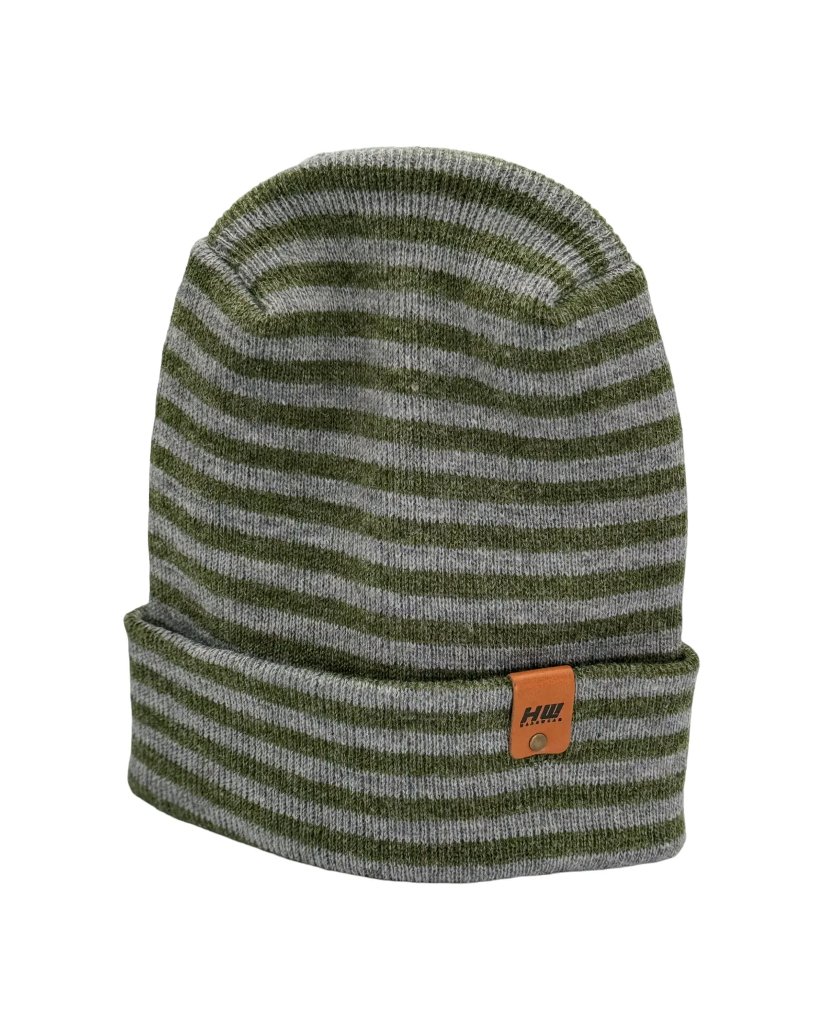 HW6095 HAAKWEAR Theta Stitch RORO Cuffed Beanie (Patent Pending Design)-Gray/Green, Made in USA