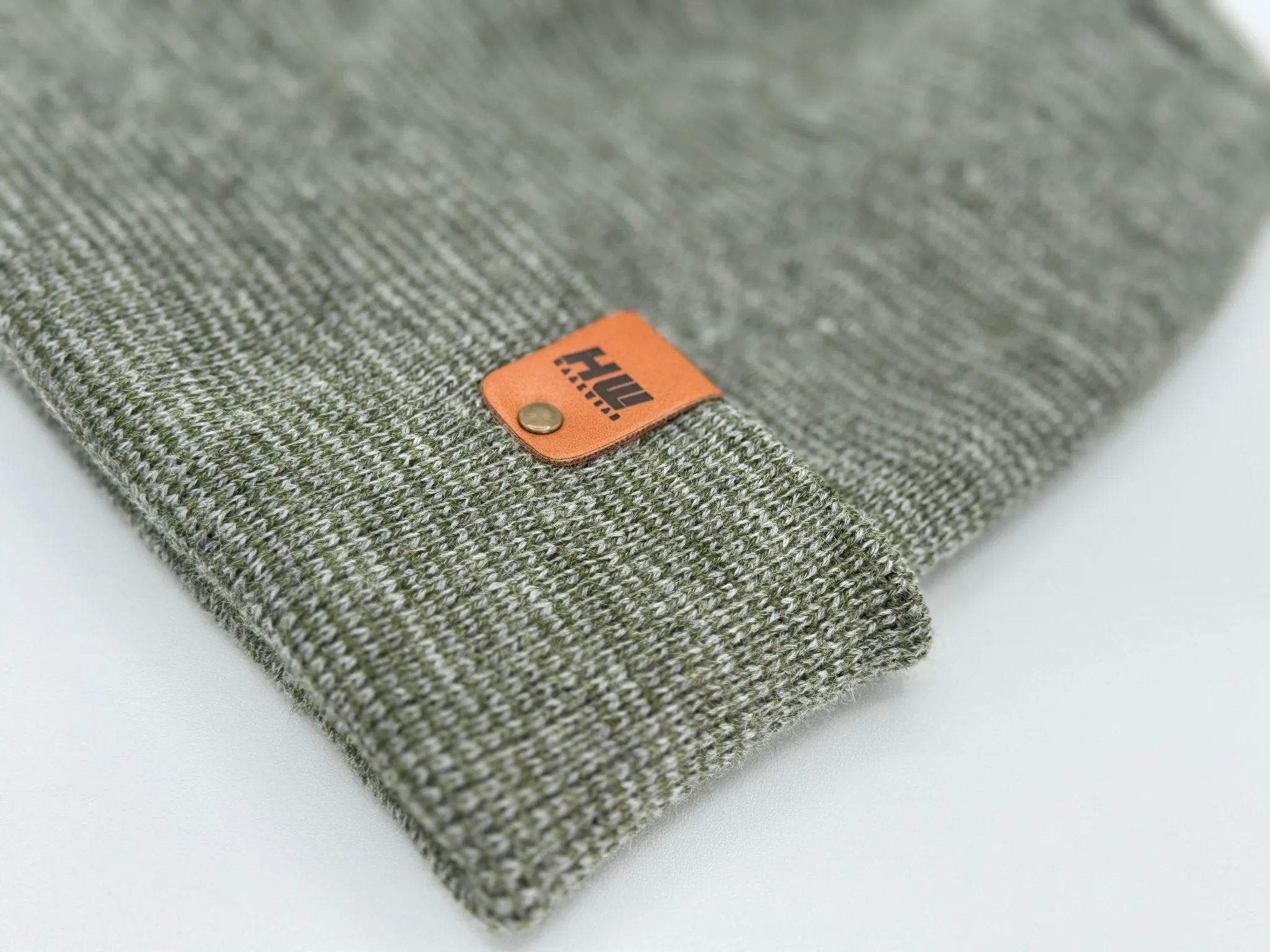 HW6132 Haakwear Theta Stitch Fusion Cuffed Beanie (Patent Pending Design)-Gray/Green, Made in USA