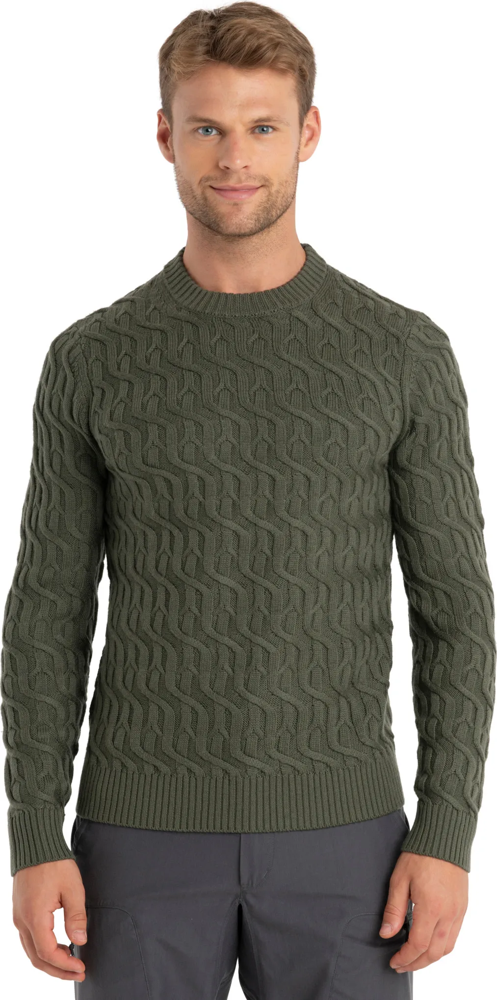 Icebreaker Men&#x27;s Mer Cable Knit Crewe Sweater Loden | Buy Icebreaker Men&#x27;s Mer Cable Knit Crewe Sweater Loden here | Outnorth