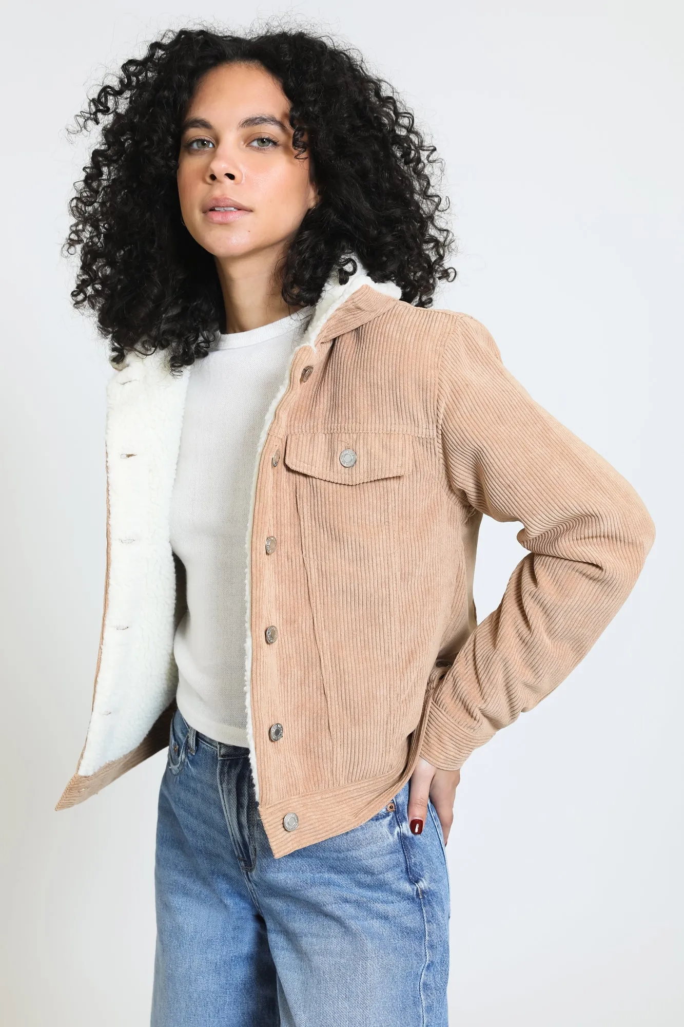 Iris Corduroy Sherpa Jacket - Camel