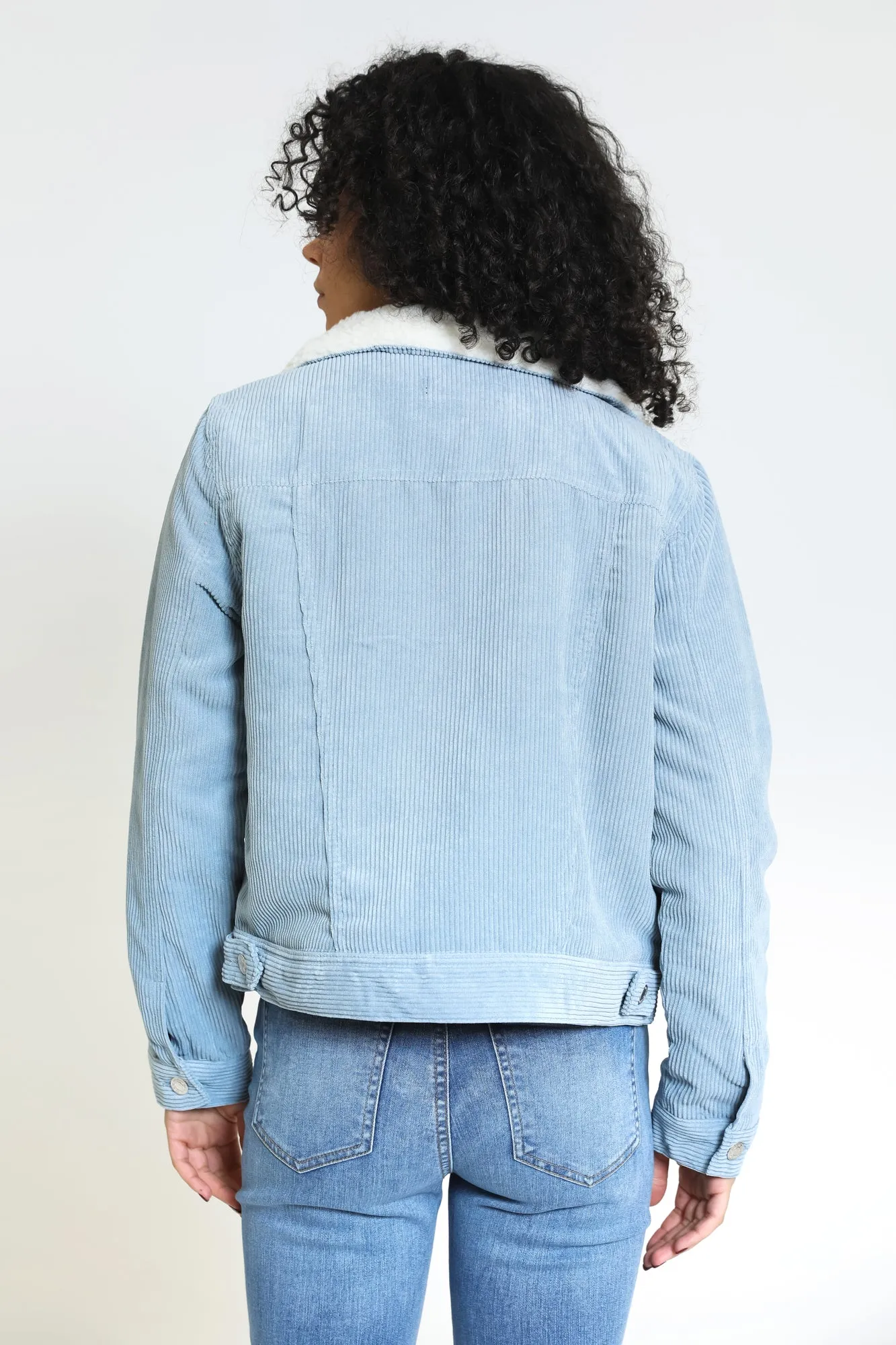 Iris Corduroy Sherpa Jacket - Dusty Blue