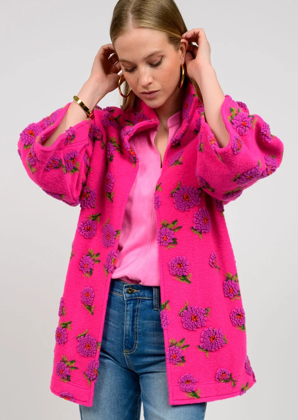 Ivy Jane 130205 Puff Floral Sherpa Jacket