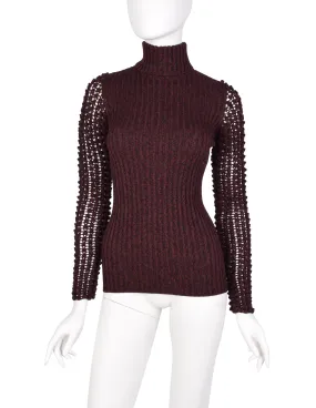 Jean Paul Gaultier Vintage AW 1997 Couture Bordeaux Ribbed Knit Popcorn Sleeve Sweater