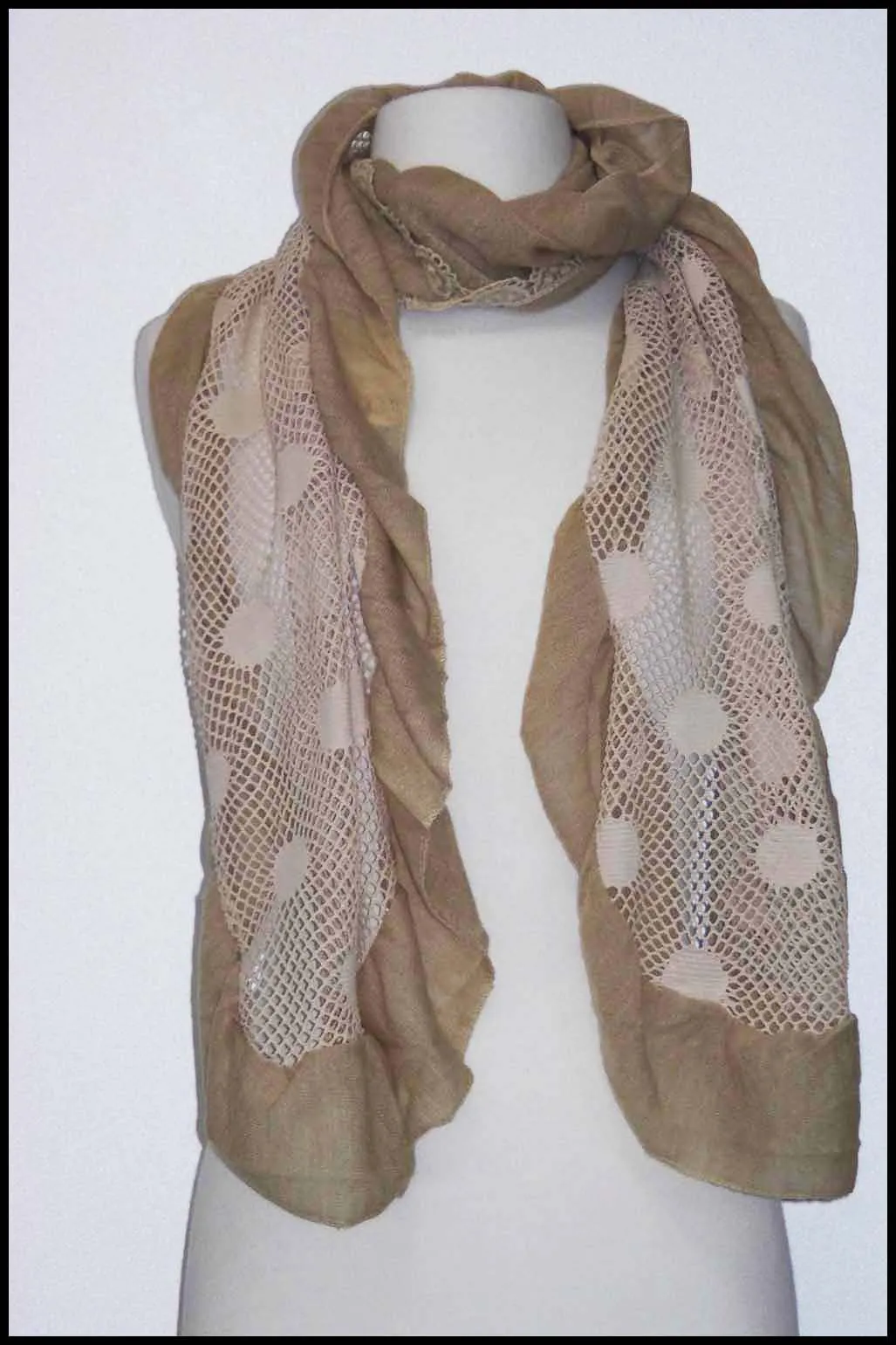 Jersey-knit Ruffle and Lace Scarf