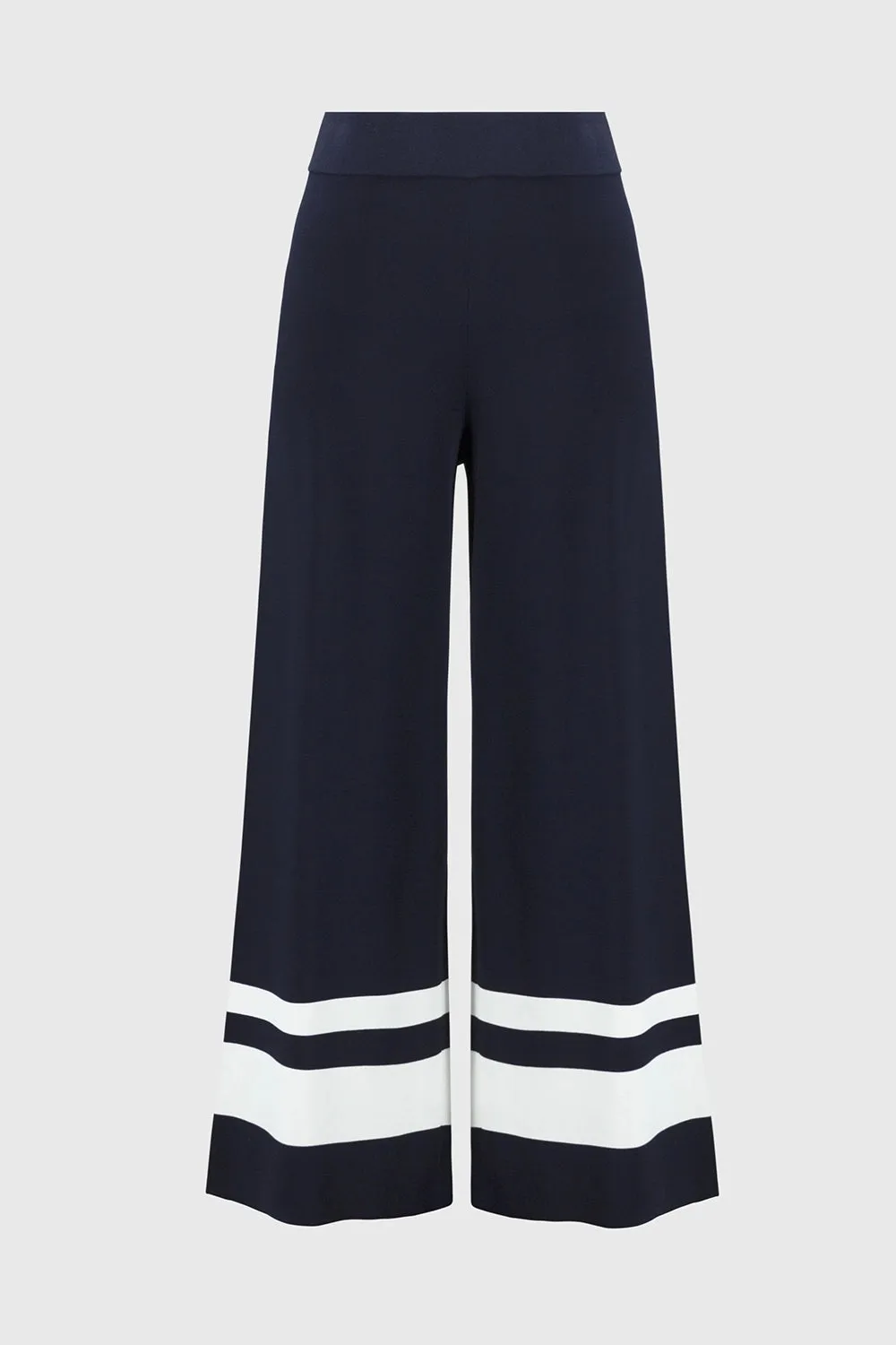 Joseph Ribkoff | Placement Stripe Sweater Knit Culotte - Midnight Blue/Vanilla