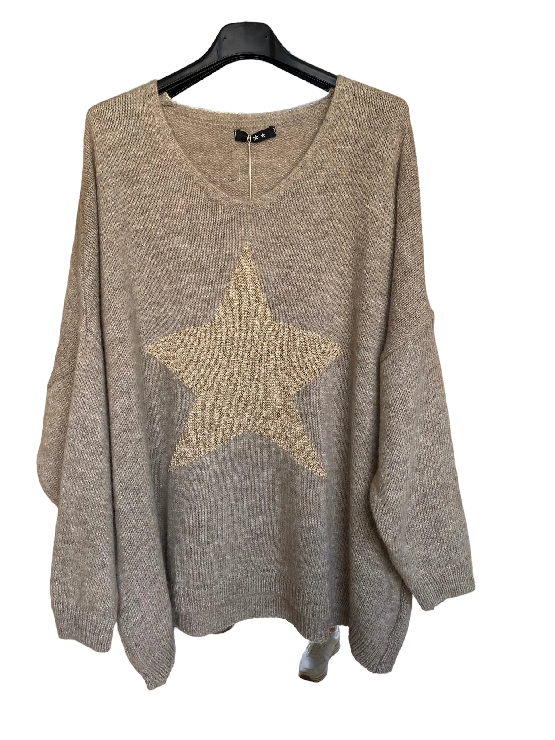 Justine V-Neck Large Shimmer Star Jumper (3 Colours)