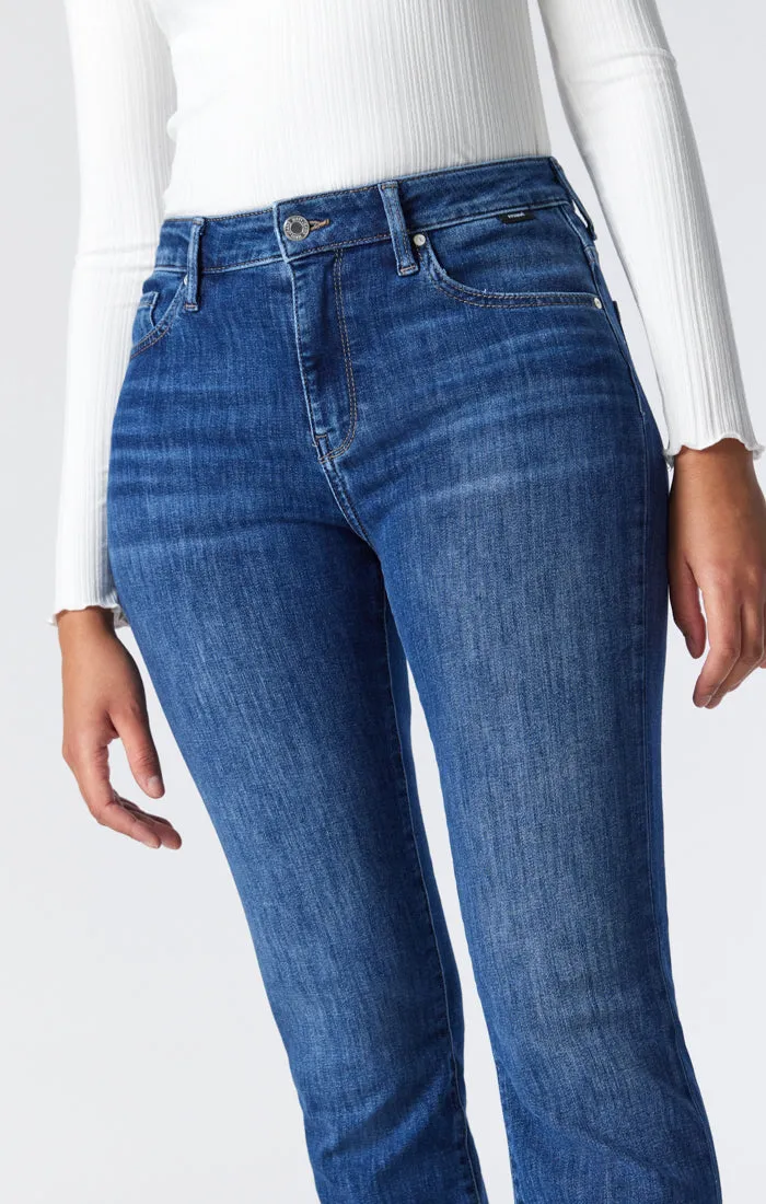 KENDRA STRAIGHT LEG JEANS IN DARK BRUSHED FEATHER BLUE