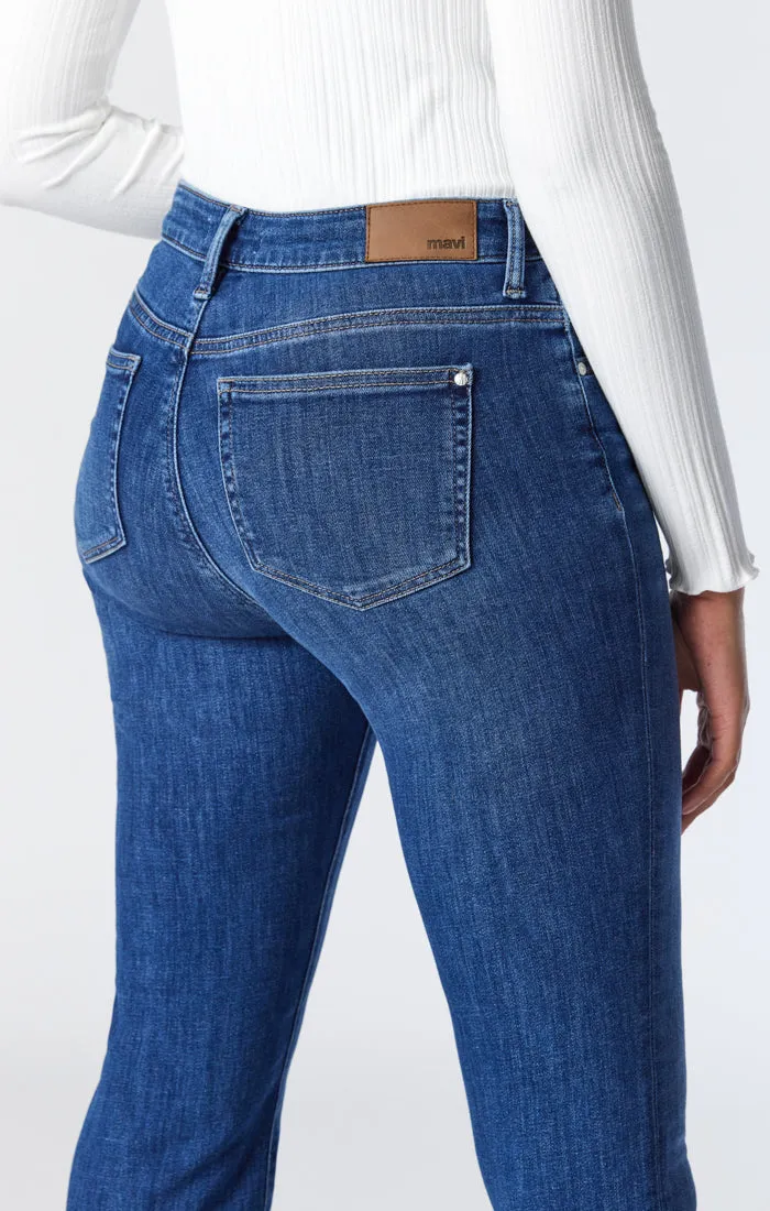 KENDRA STRAIGHT LEG JEANS IN DARK BRUSHED FEATHER BLUE