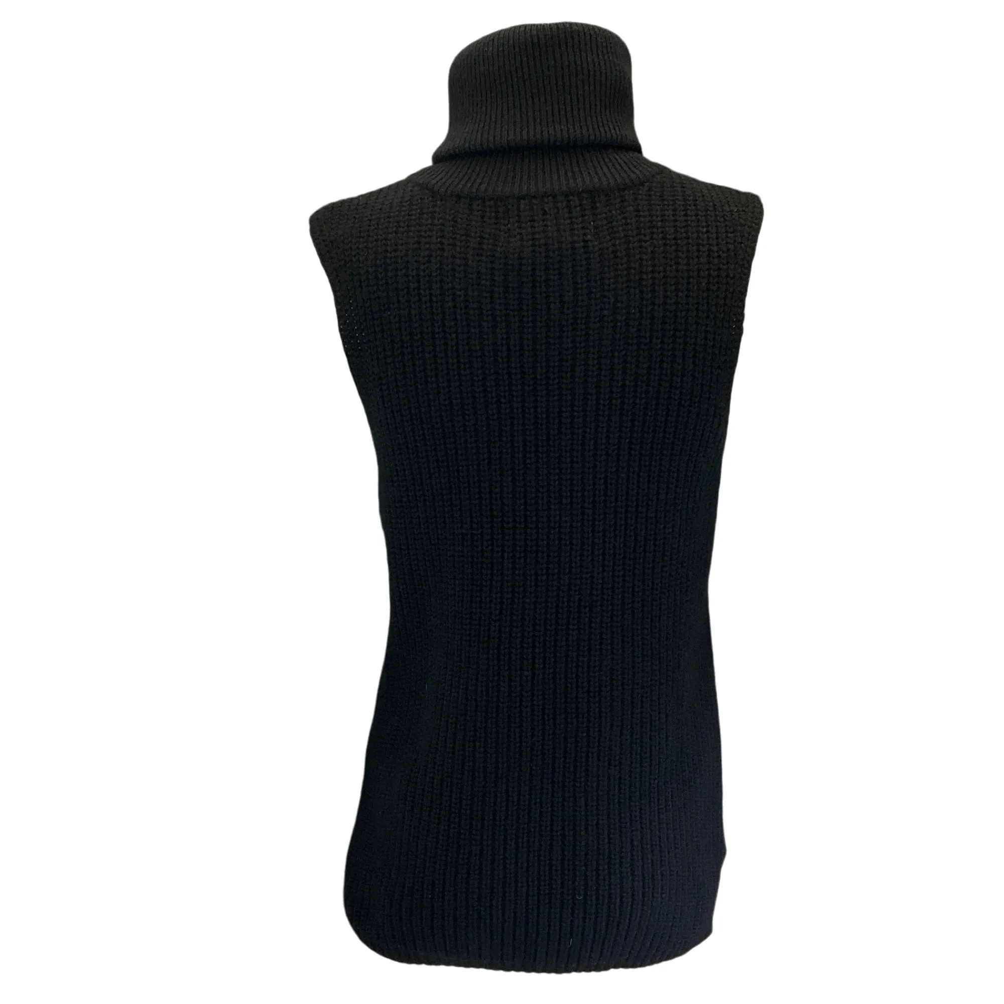 La Collection Black Sleeveless Cashmere Knit Turtleneck Sweater