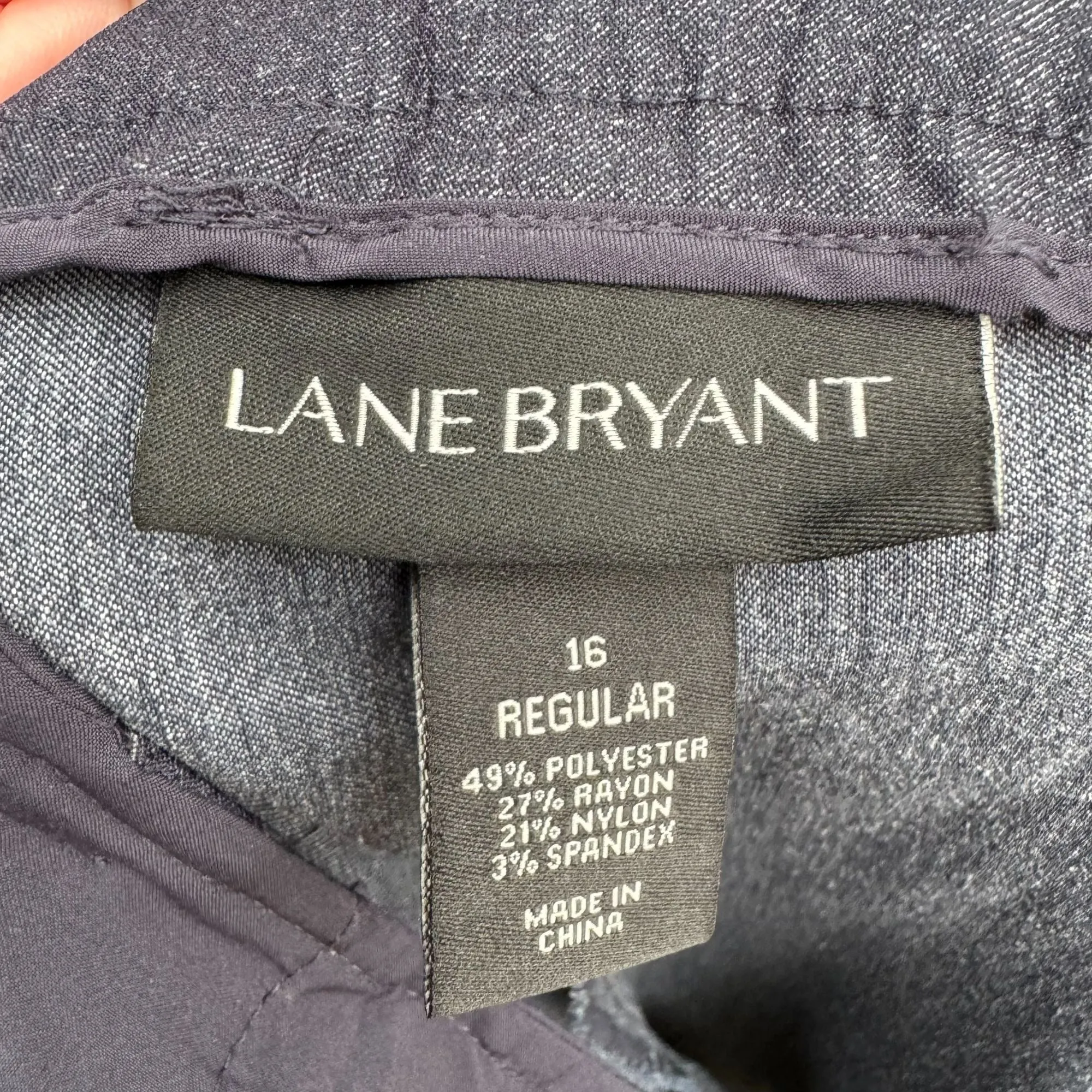 Lane Bryant Womens Charcoal Blue Flat Front Stretch Straight Leg Dress Pants 16