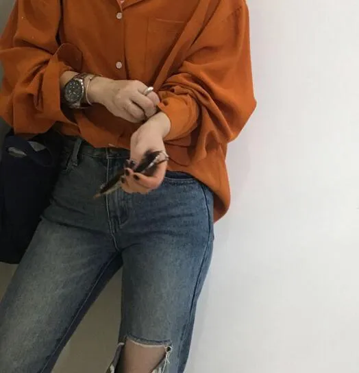 Lantern Sleeve Loose Casual Shirt