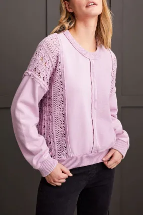 LIGHT LAVENDER MIX CROCHET COTTON SWEATER