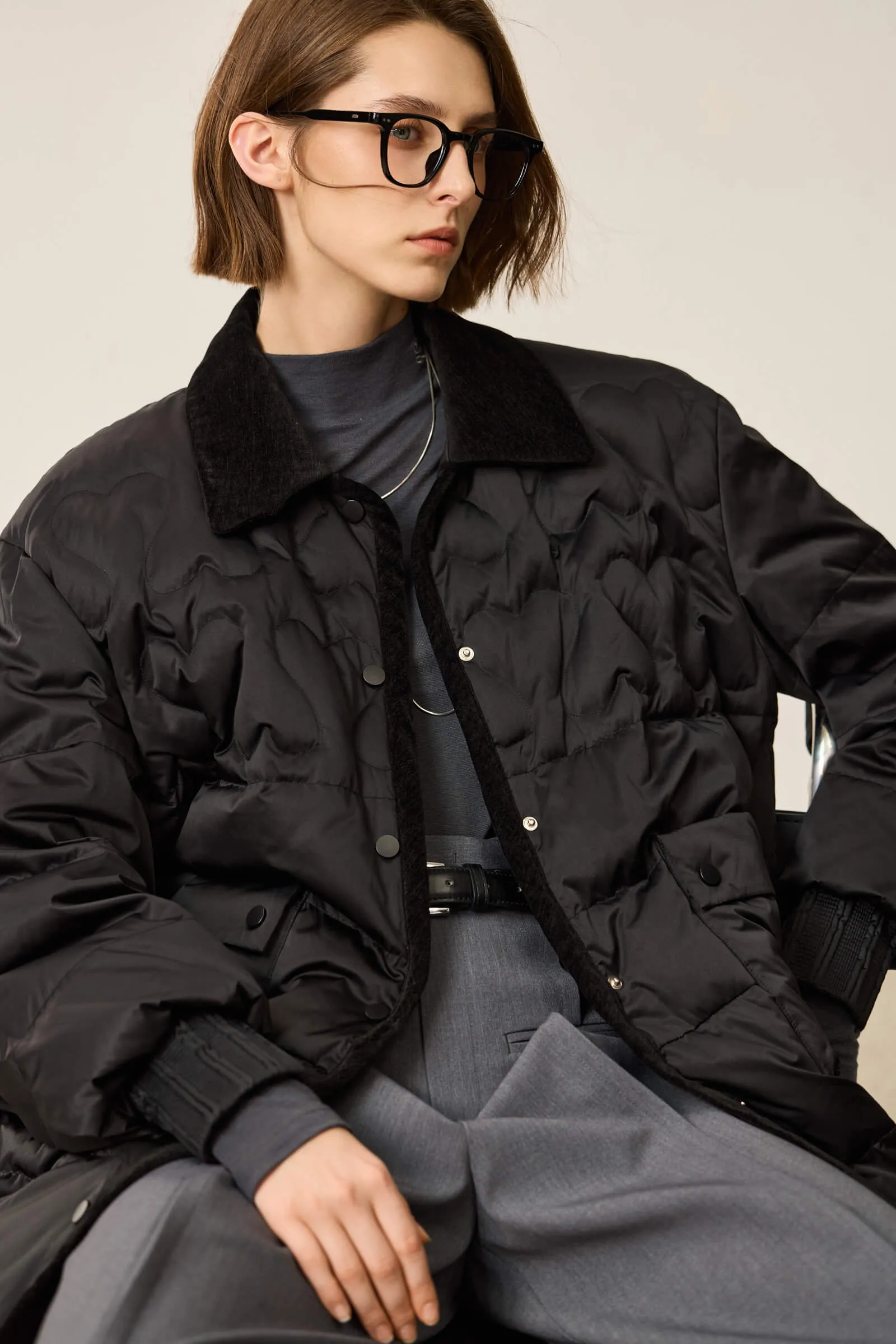 LILY Preppy Cocoon Duck Down Jacket