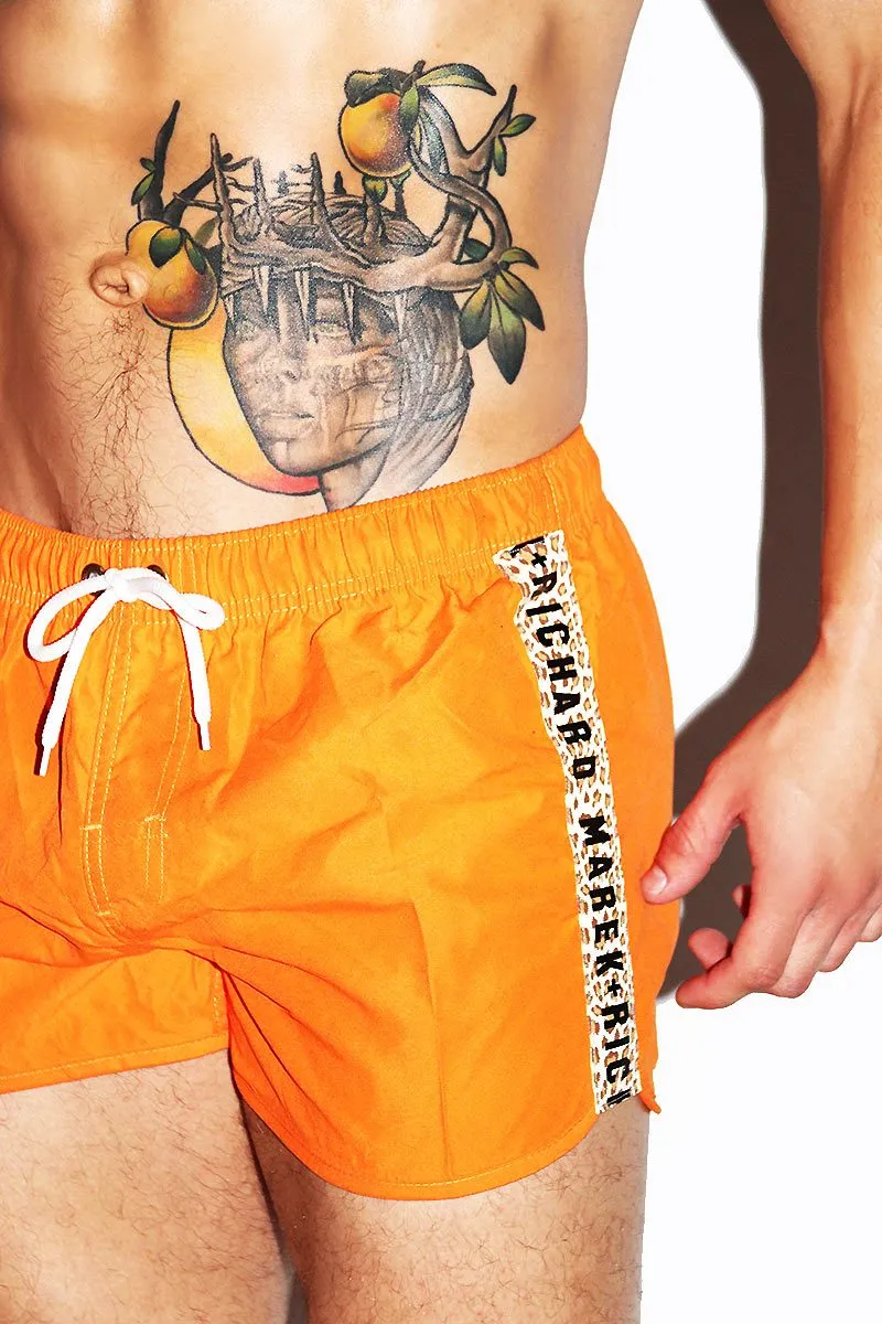 Logo Leopard Board Shorts-Orange