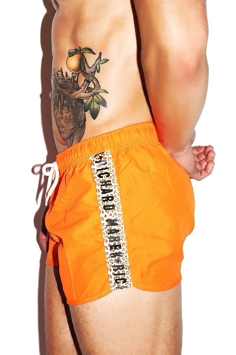 Logo Leopard Board Shorts-Orange