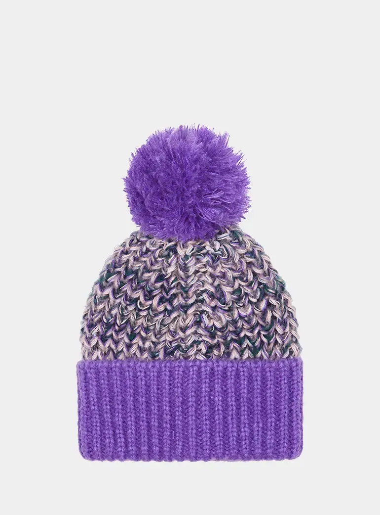 Lolly Twist Beanie Bobble Hat - Purple