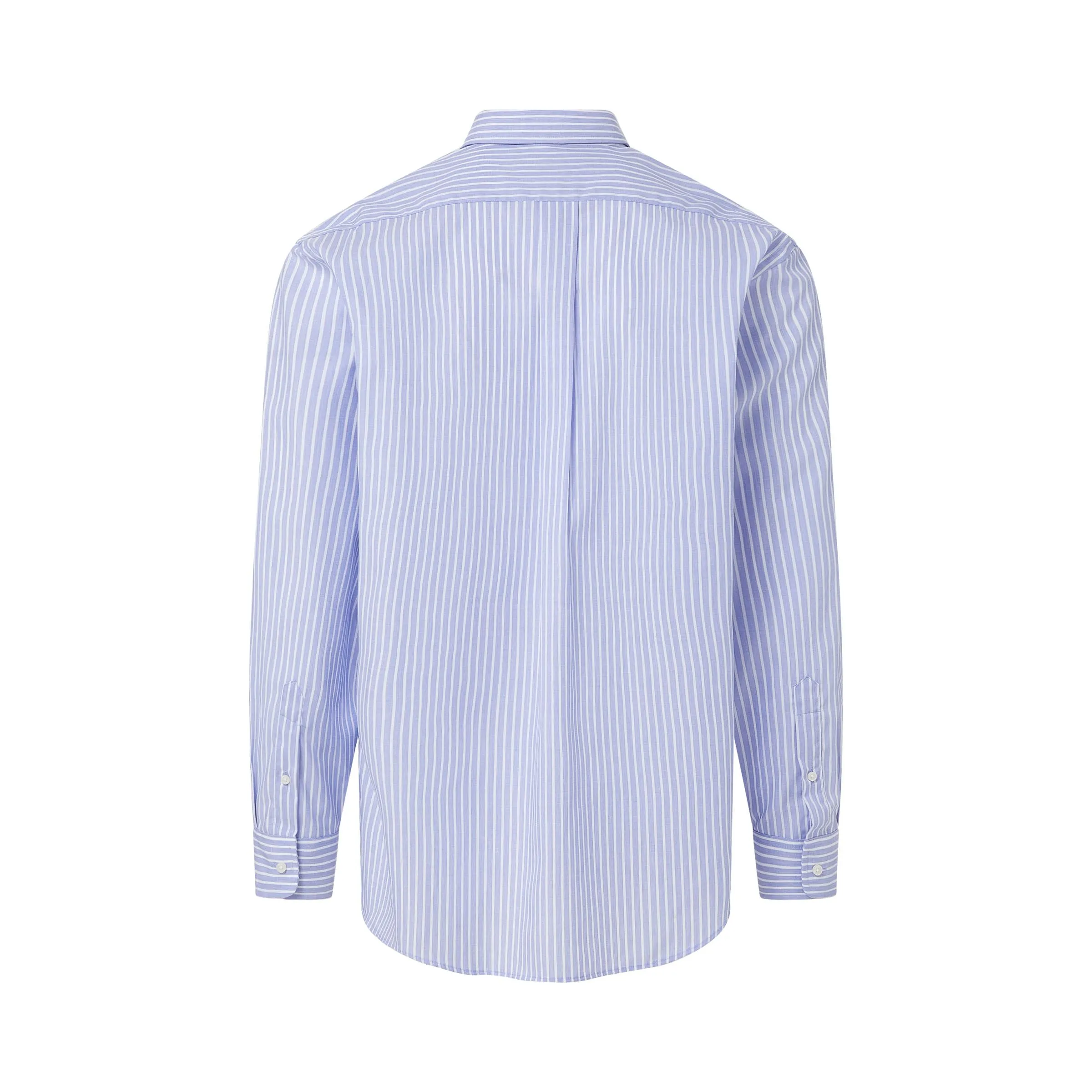 Long Sleeve Blue Button Down Collar Stripe Classic Plaid Shirt with Magnetic Closures