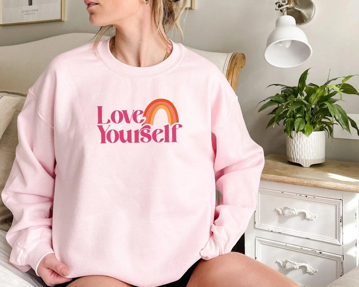 Love Yourself Jumper, Love Yourself Sweater, Mental Health Jumper, Ladies Positive Jumper