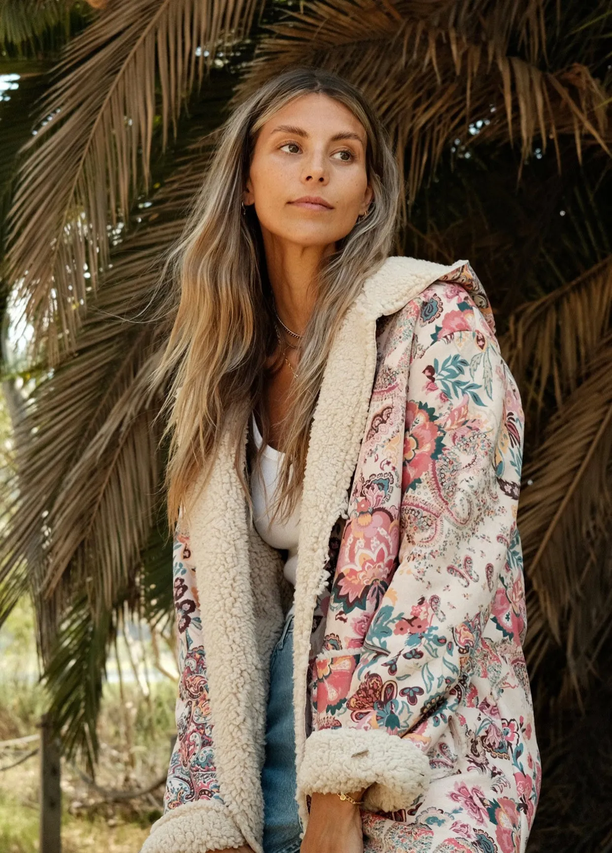 Lydia's Sherpa Soft Paisley Hooded Jacket