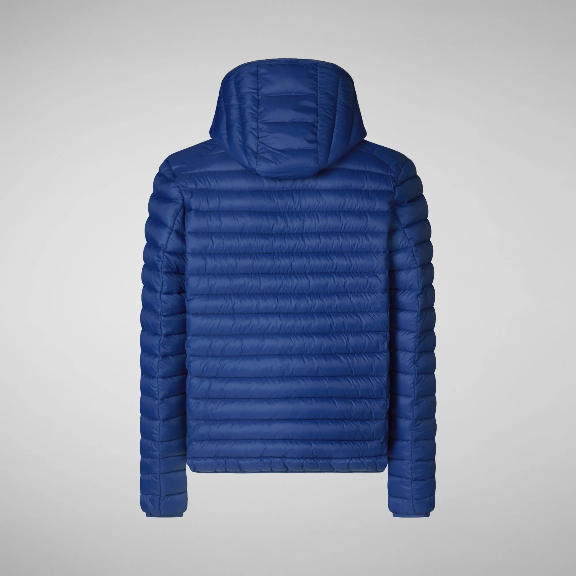 Man's animal free hooded puffer jacket Donald in eclipse blue