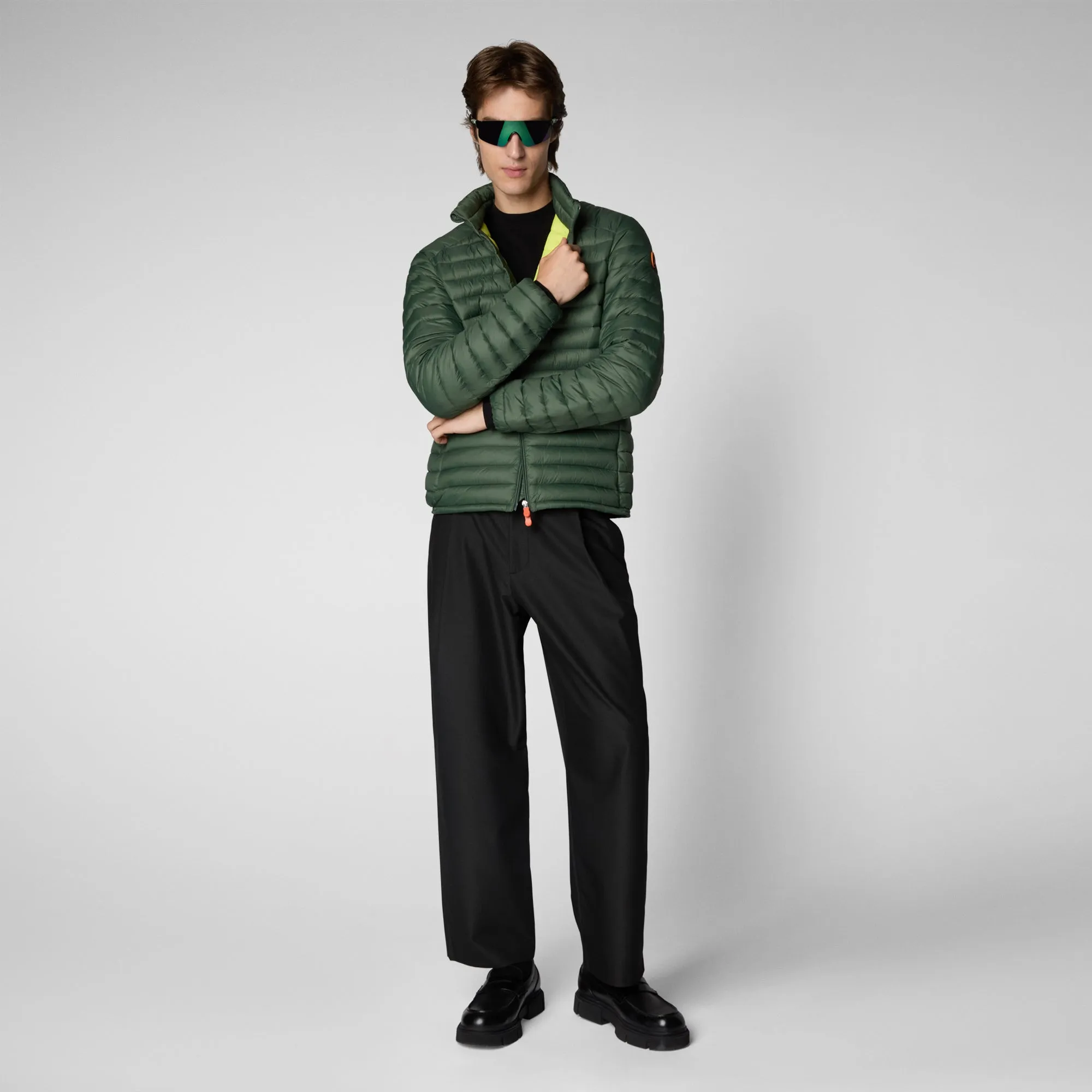 Man's free puffer jacket Alexander in thyme green