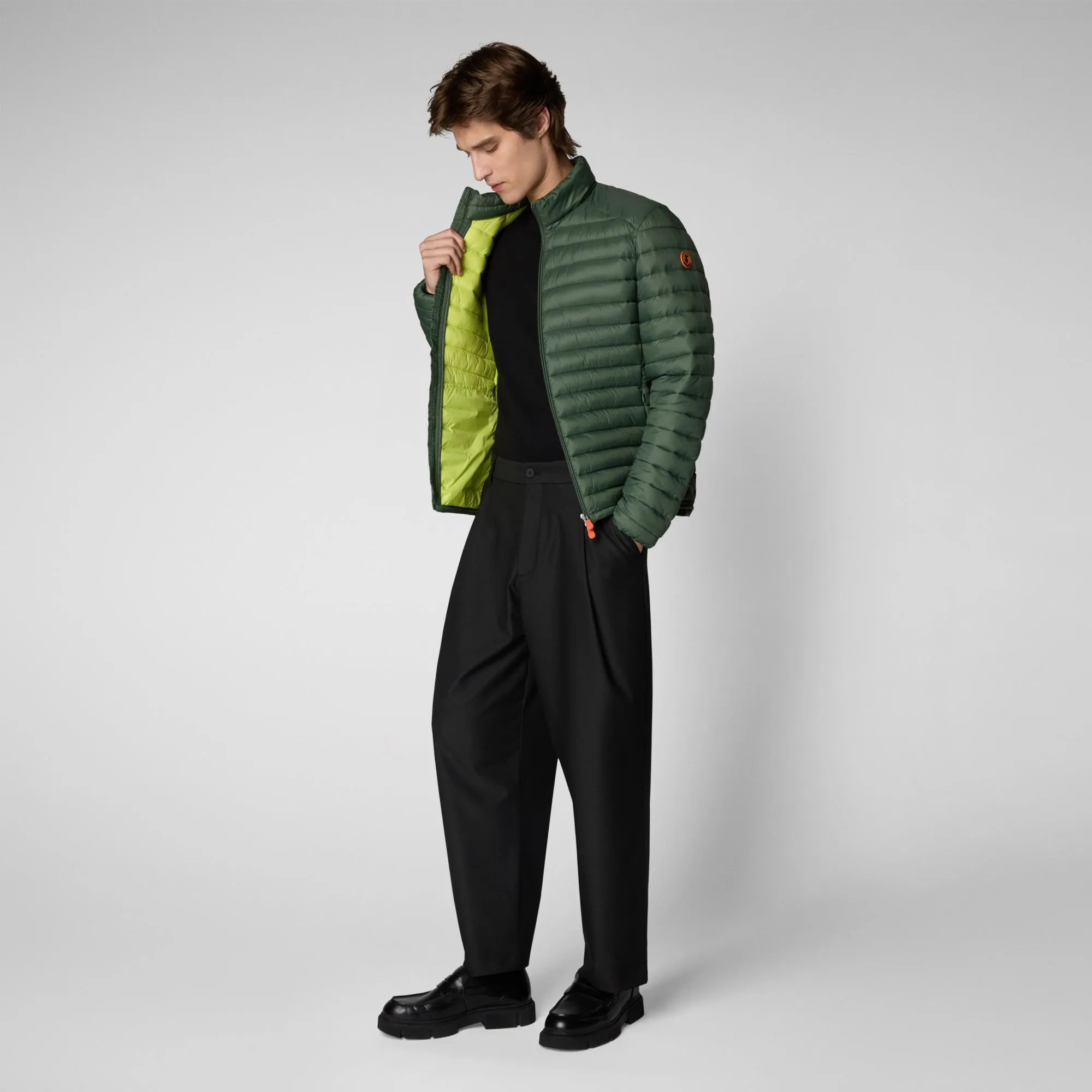 Man's free puffer jacket Alexander in thyme green