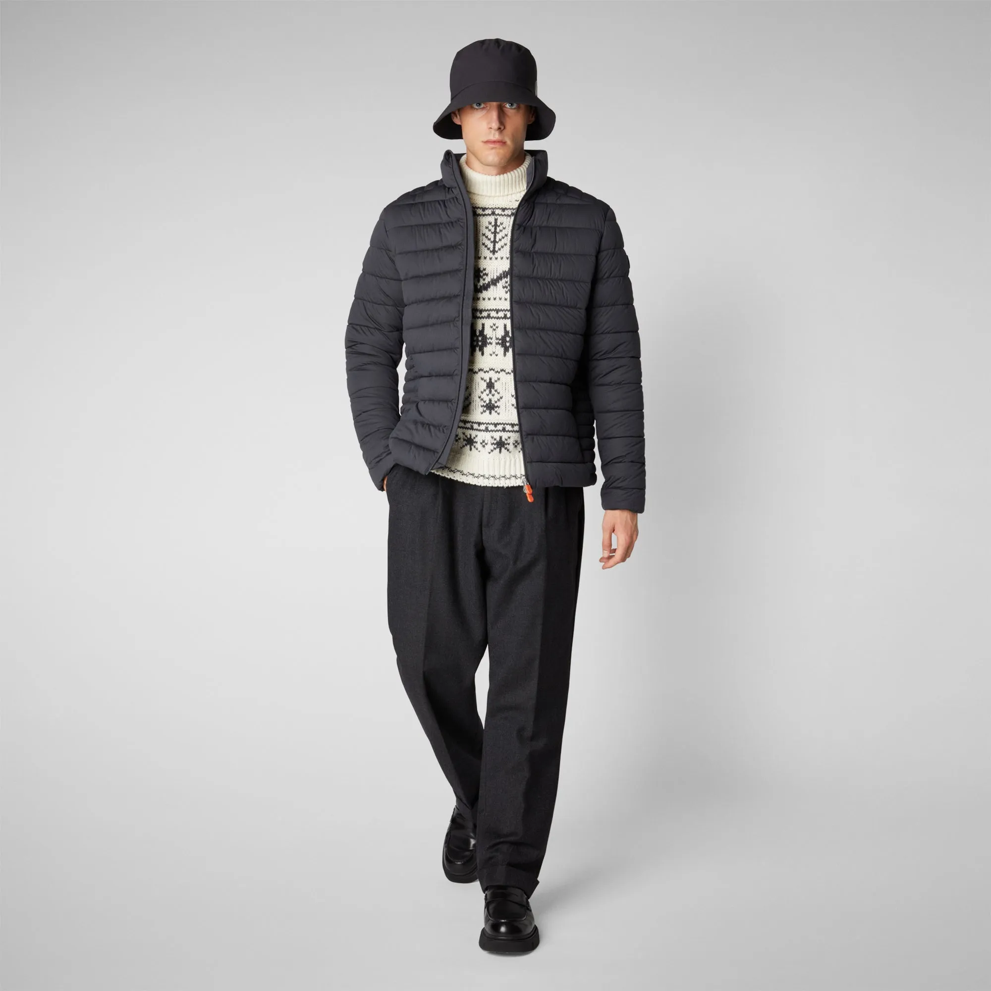 Men's Ari Stretch Puffer Jacket in Grey Black