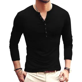 Men's Casual Slim Fit Basic Henley Long Sleeve