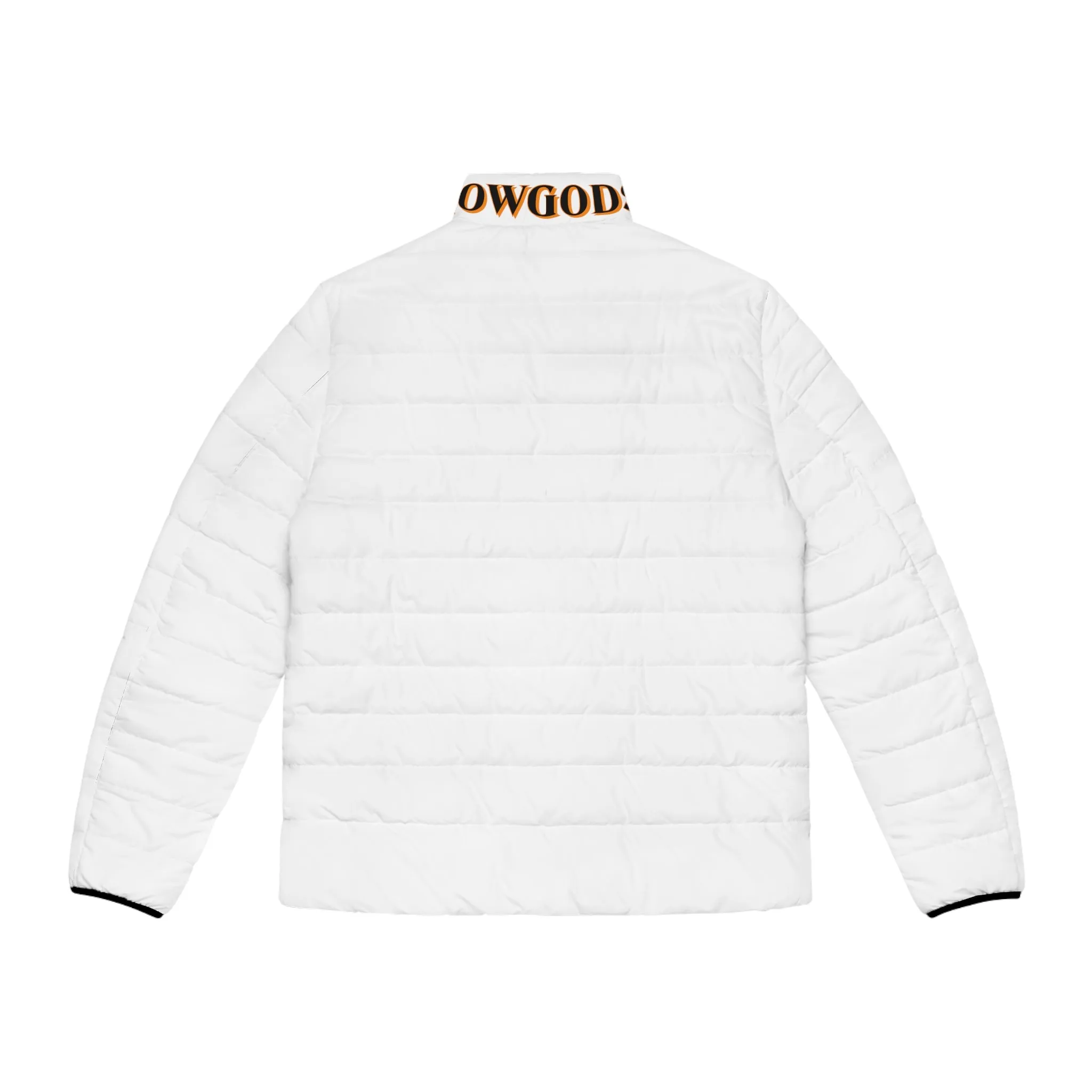 Men's CROWGODSHI 2nd GEN Puffer Jacket, WHITE W/ ORANGE LOGO