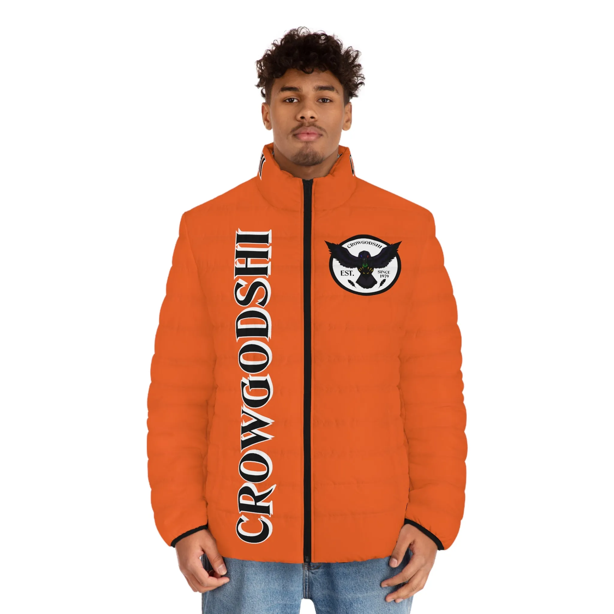 Men's CROWGODSHI Puffer Jacket, ORANGE