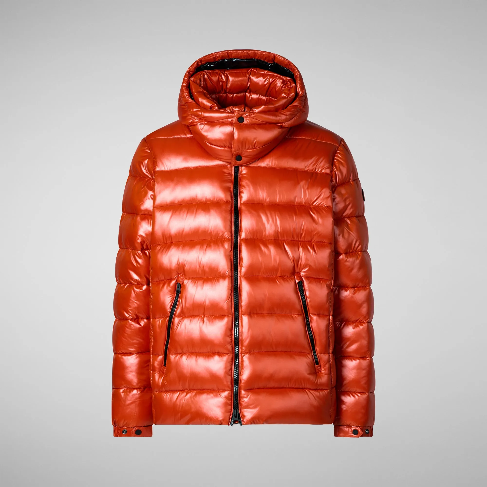 Men's  Florian Hooded Animal free Puffer Jacket in Maple Orange