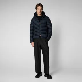 Men's  Hooded Animal free Puffer Jacket Donald in Blue Black