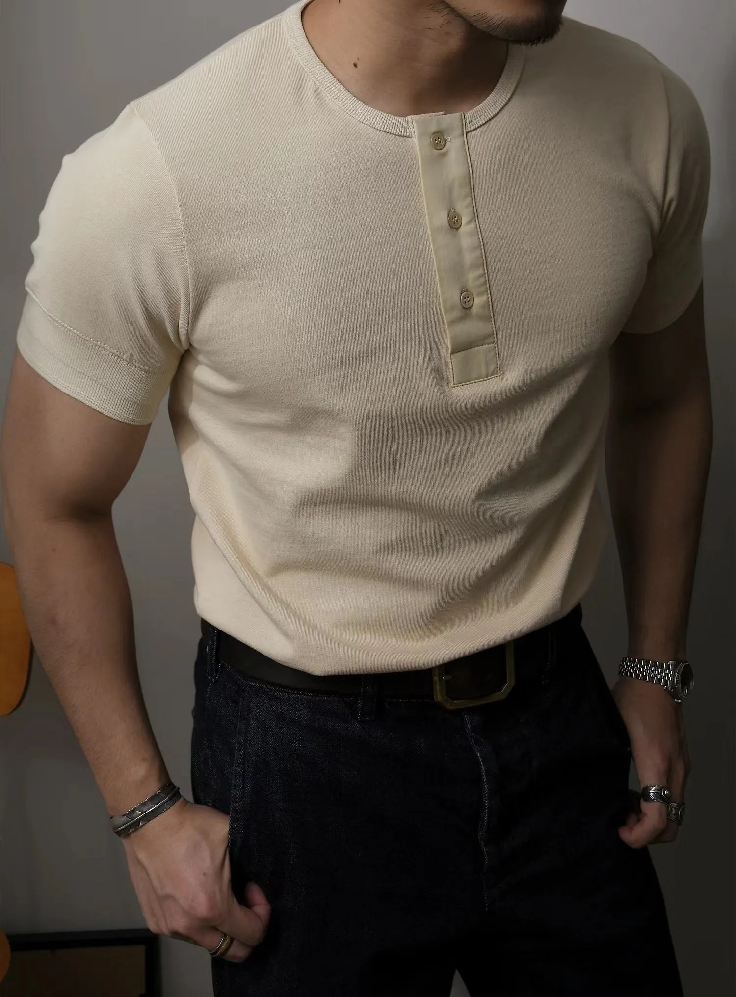 Men's Short Sleeves Henley Shirt