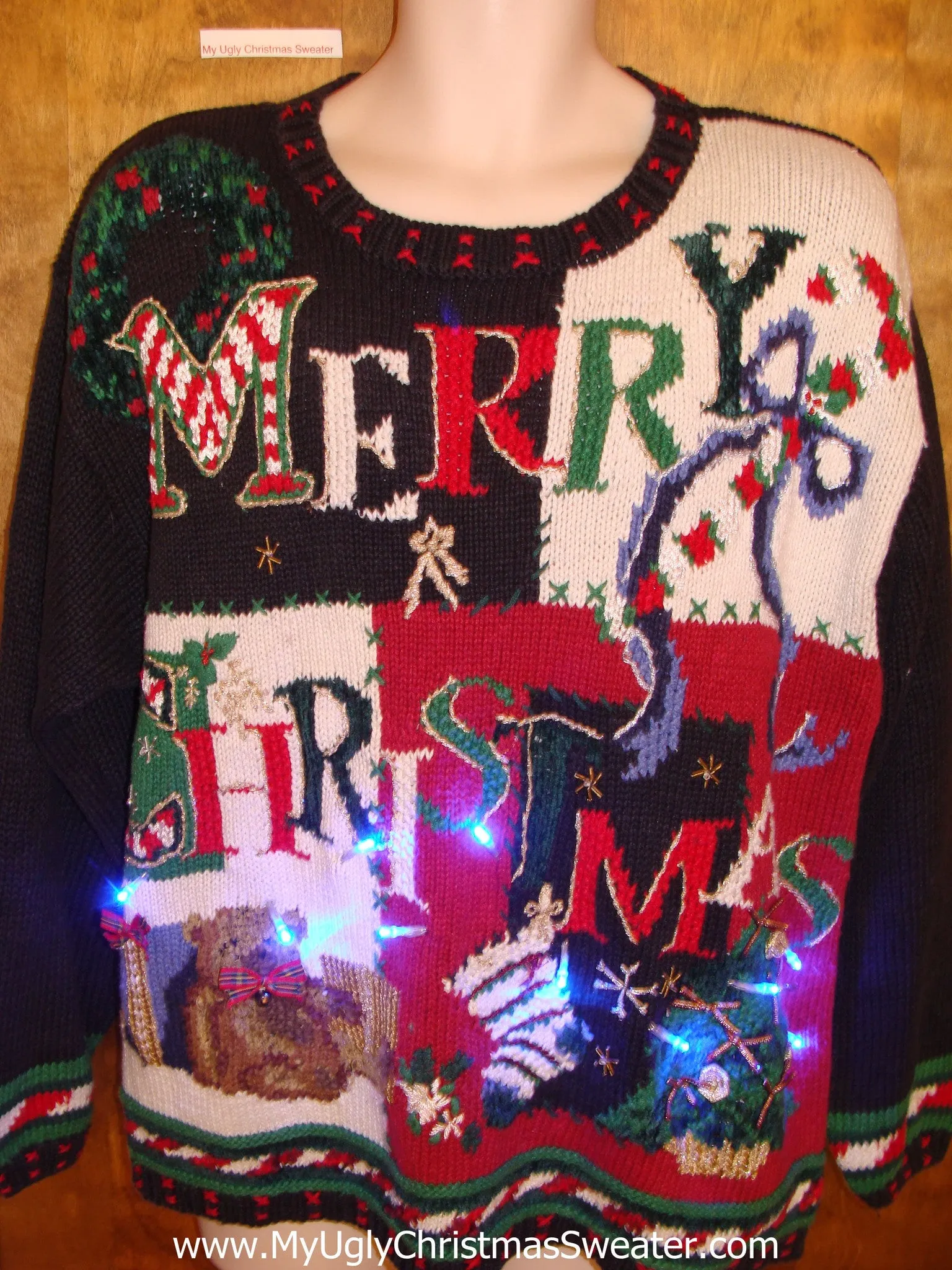 MERRY CHRISTMAS Light Up Ugly Xmas Sweater