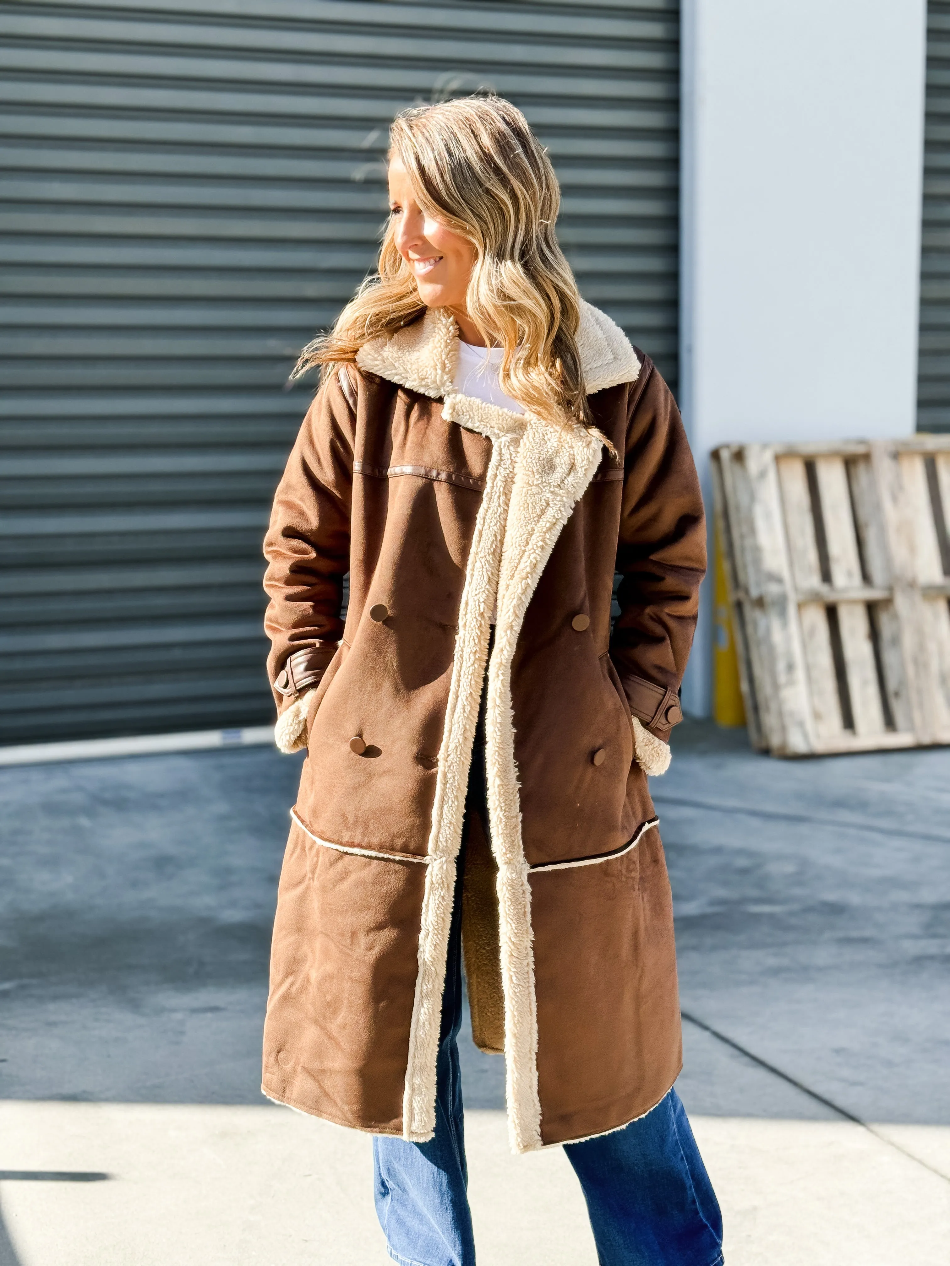 Mia Sherpa Coat - Brown