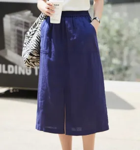 Minimalism Linen Women Midi Skirts 9841