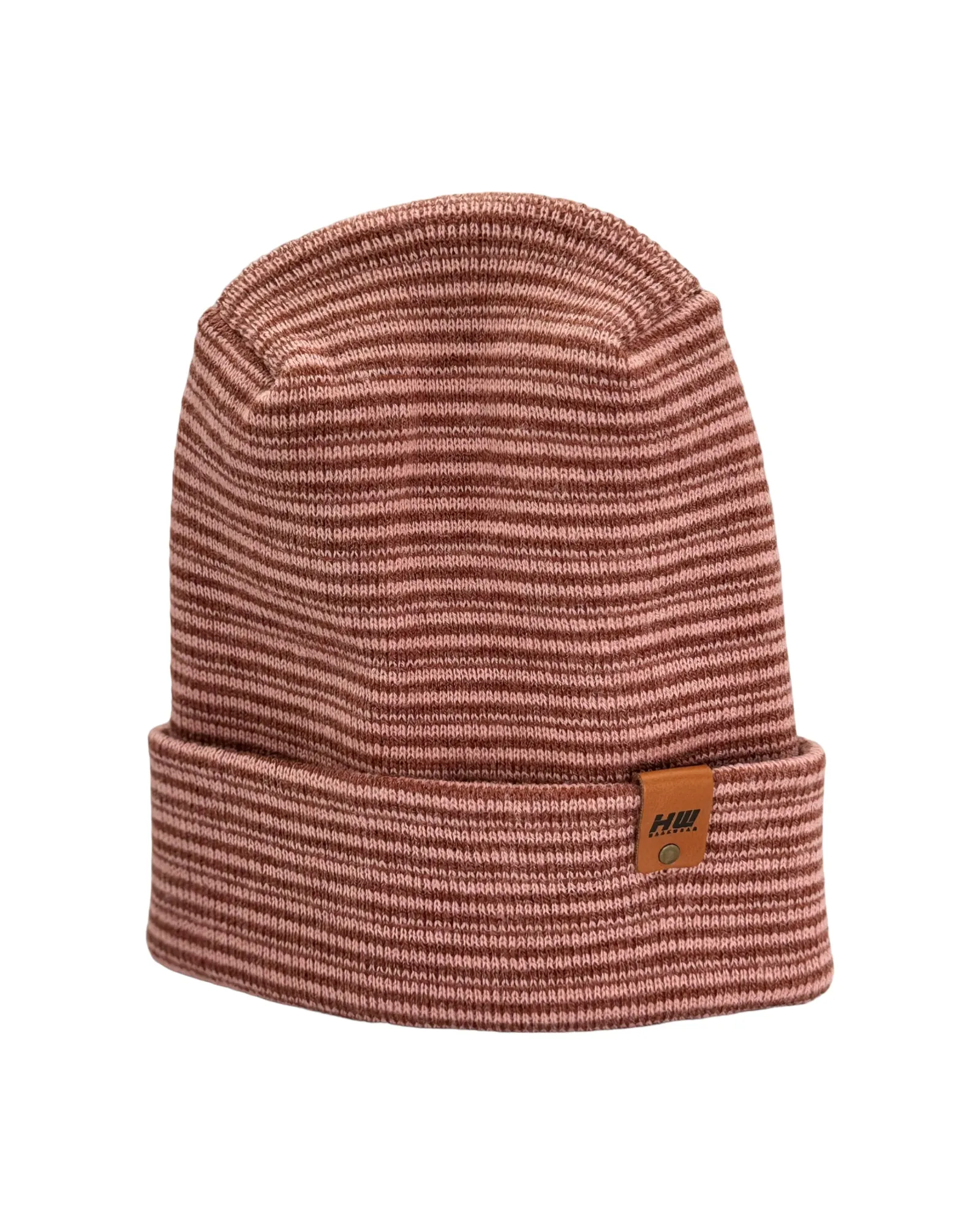 Modern Theta Stitch Contrast Cuffed Beanie (Patent Pending Design) Burgundy / Pink, Made in USA