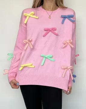 Multicolored Bow Detail Sweater