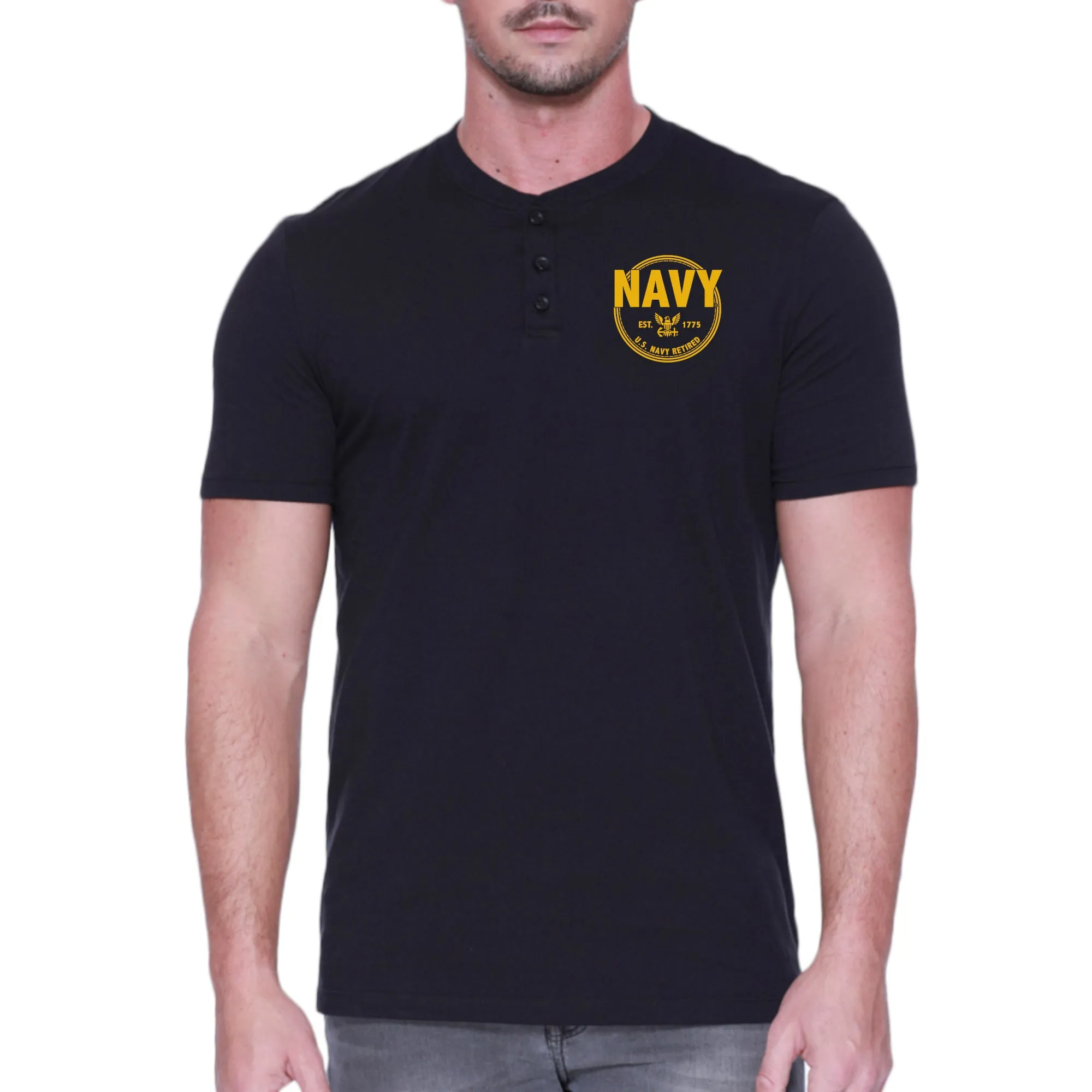 Navy Retired Mens Henley T-Shirt