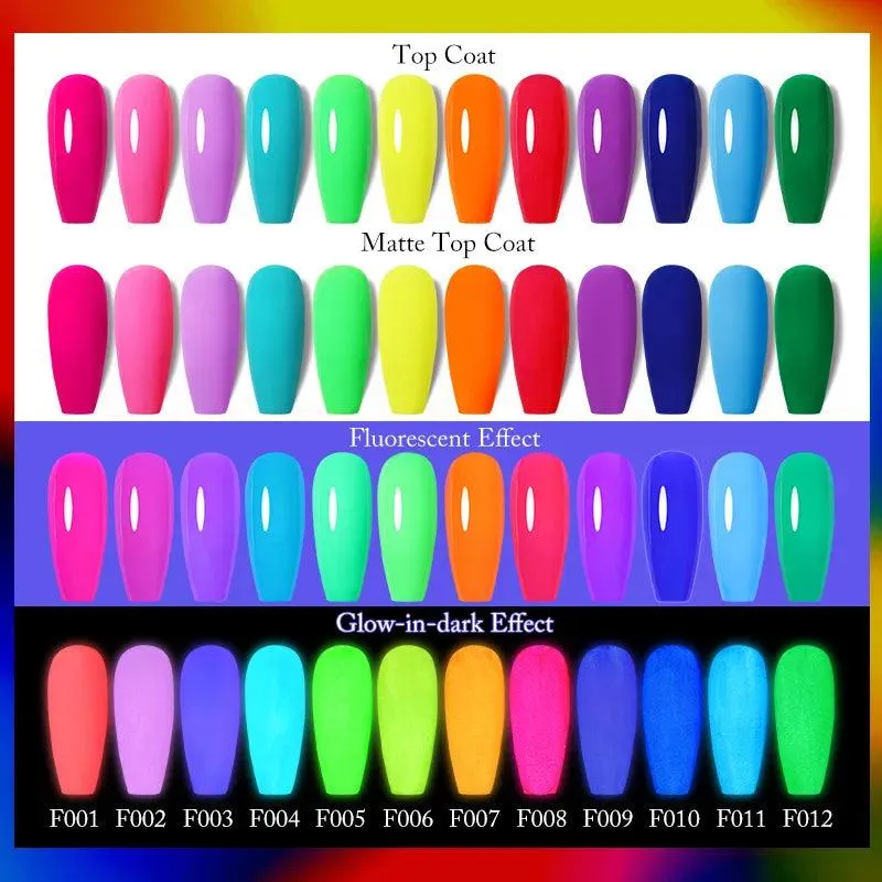 Neon Spark Gel Nail Polish: Vibrant Glow-in-Dark Art Kit