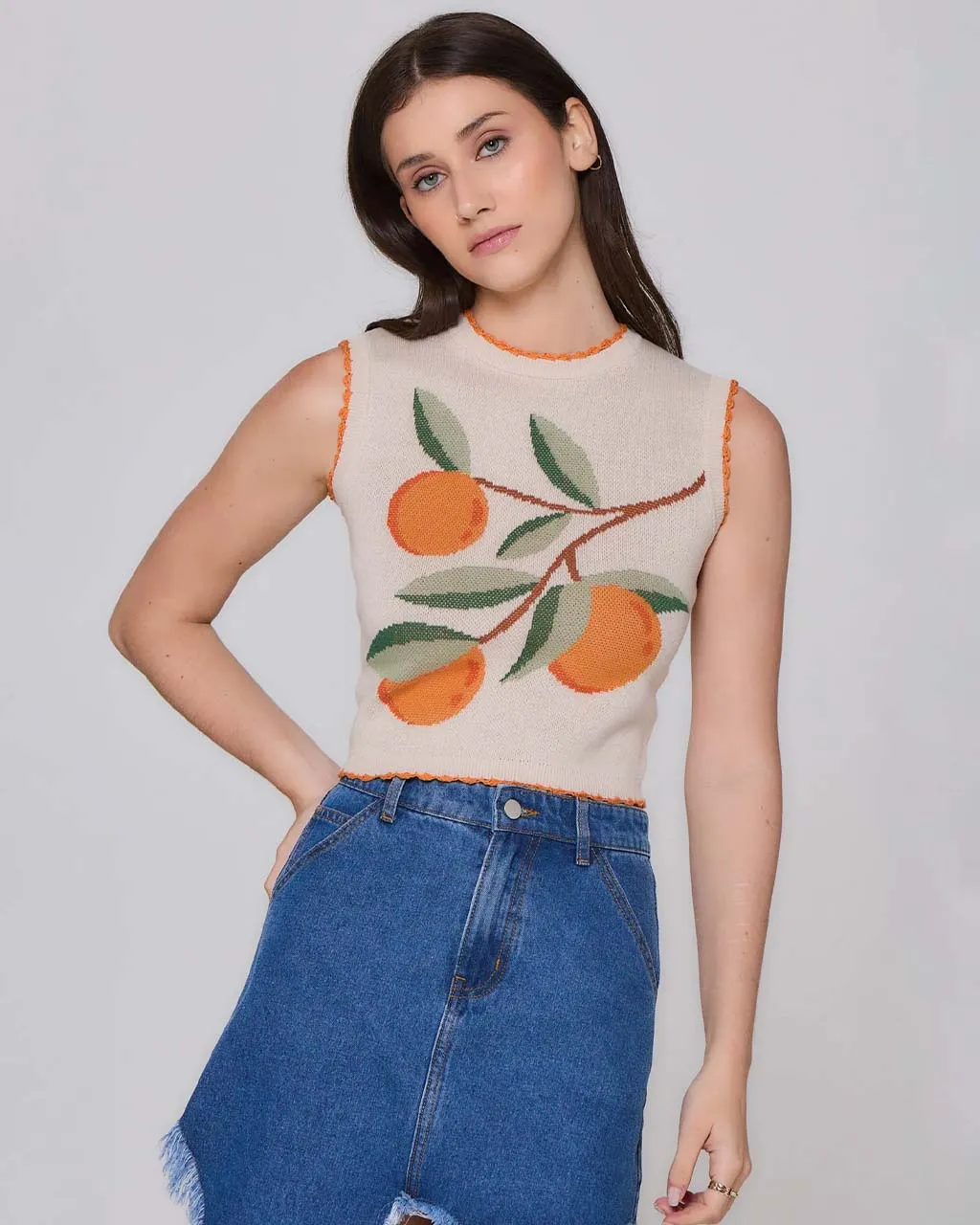 Neroli Orange Knitted Vest Top