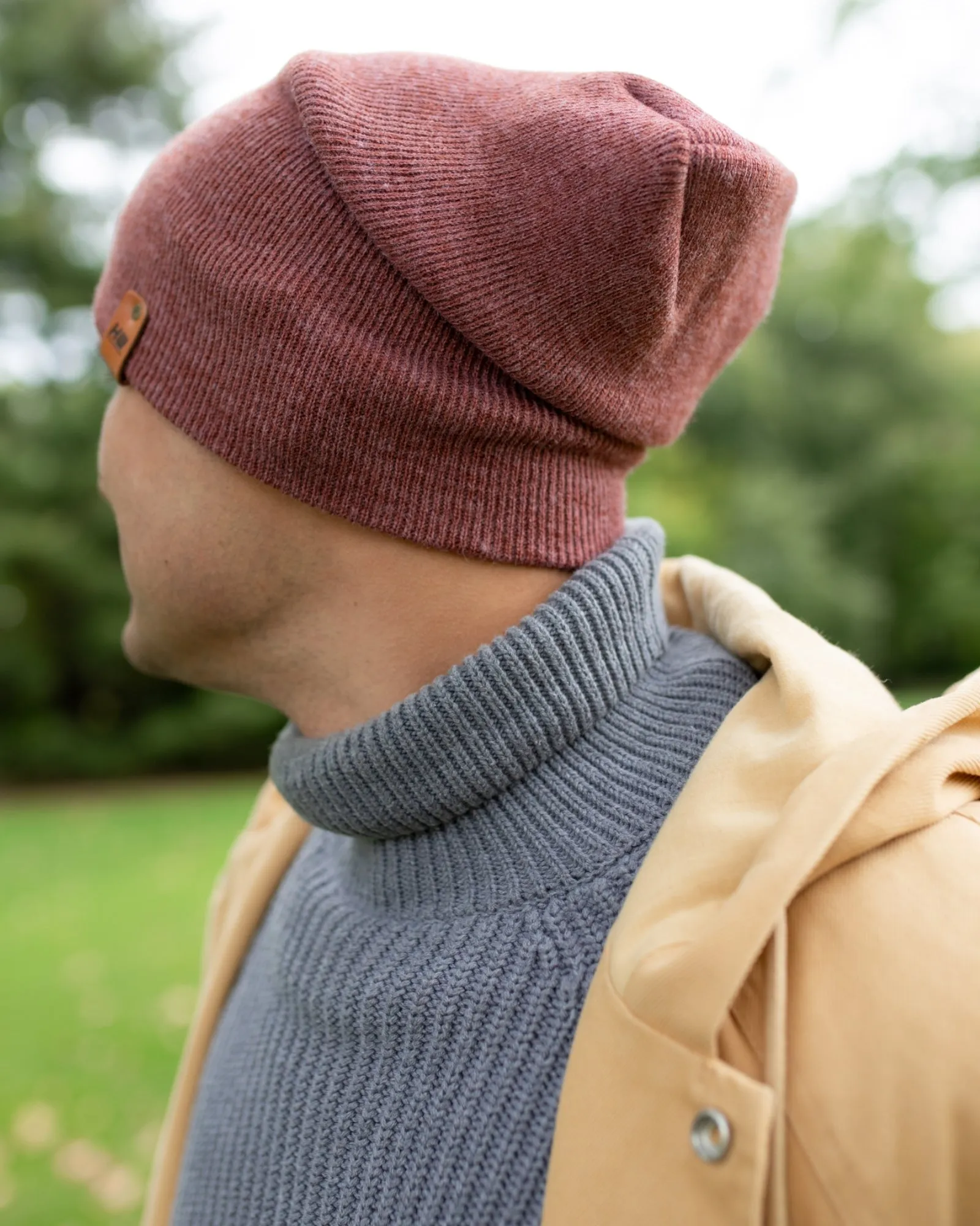 NEW HAAKWEAR Theta-Stitch Cuffed Beanie - Designed and Made in USA (Patent Pending Design) - Rusty Burgundy