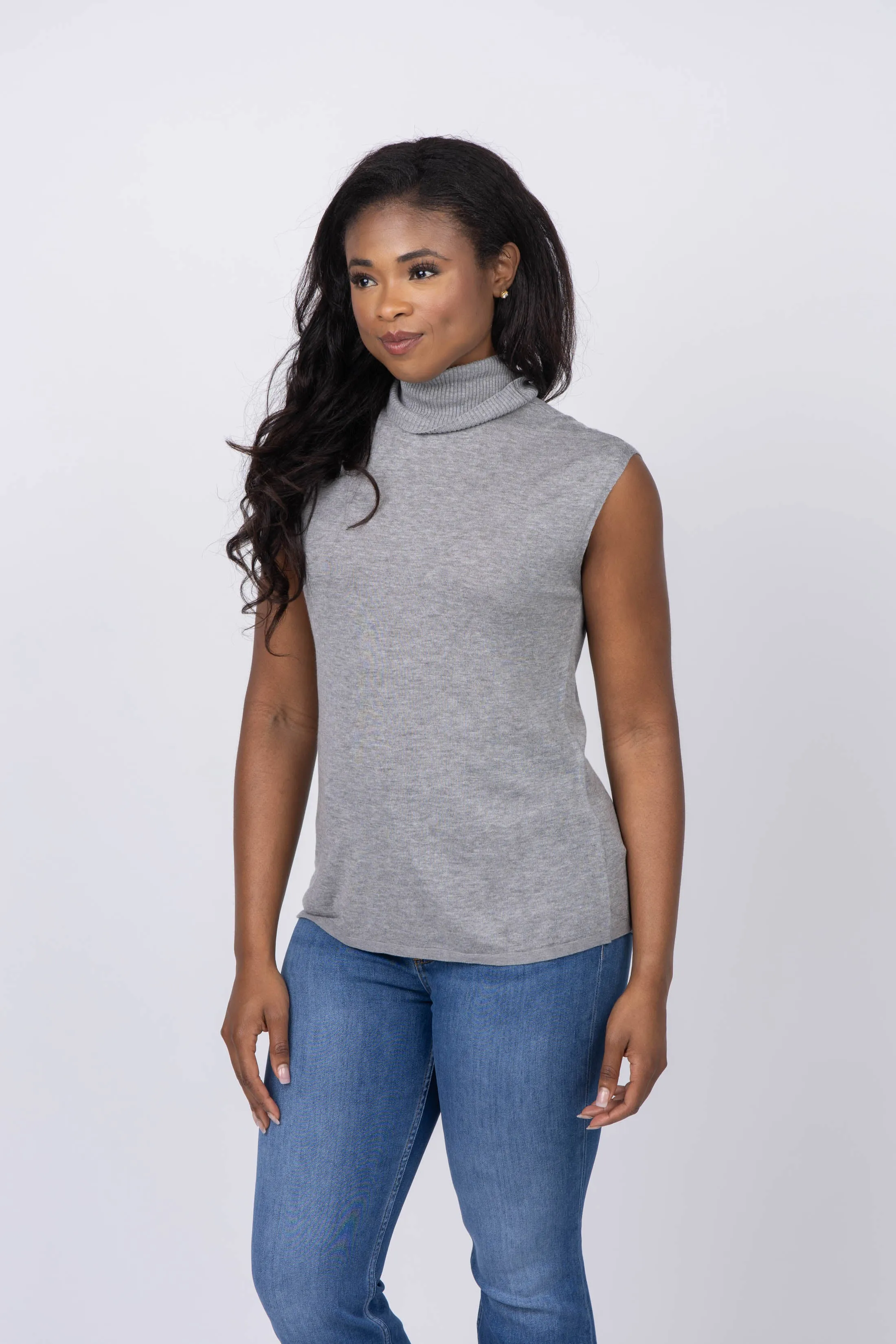 Nic Zoe Sleeveless Turtleneck in Moonwalk