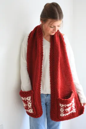 Nordic Style Pocket Scarf - Fair Isle Colourwork Knitting Pattern