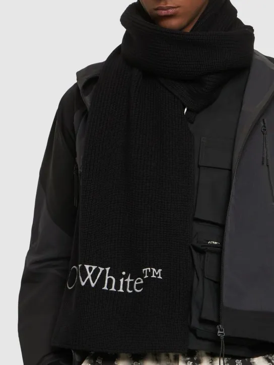 Off-White   Bookish knit wool scarf 